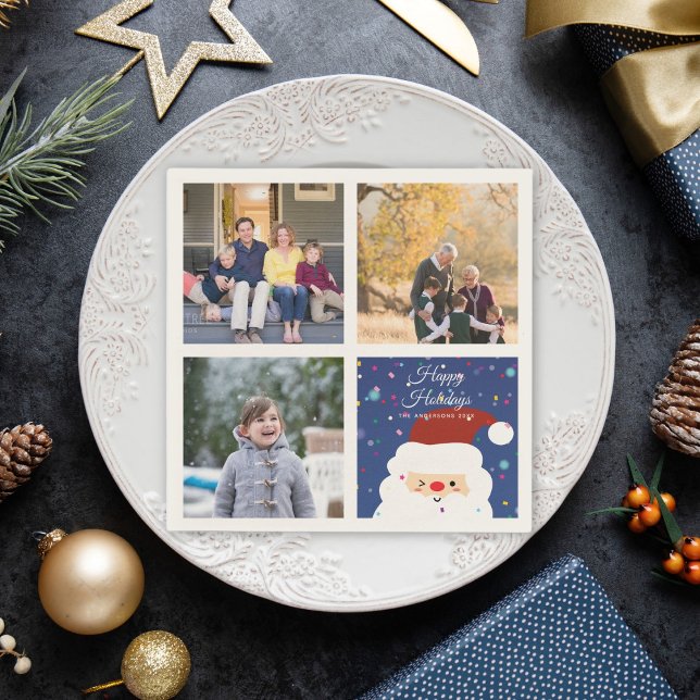 Niedlich Weihnachten Weihnachtsfamilie Fotocollage Serviette (Von Creator hochgeladen)