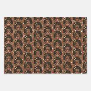 Niedlich Weihnachtswrapping Paper Black Girl Geschenkpapier Set
