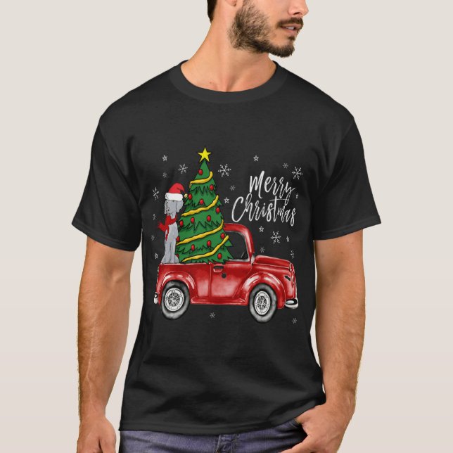 Niedlich Weimaraner Hund LKW Frohe Weihnachtshunde T-Shirt (Vorderseite)
