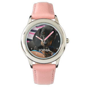 Niedlich Weiner Dackel Hund Welpe Animal Girls Kin Armbanduhr