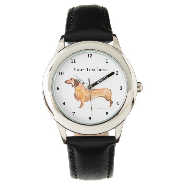 Niedlich Weiner Dackel Hund Welpe Animal Girls Kin Armbanduhr (Vorderseite)