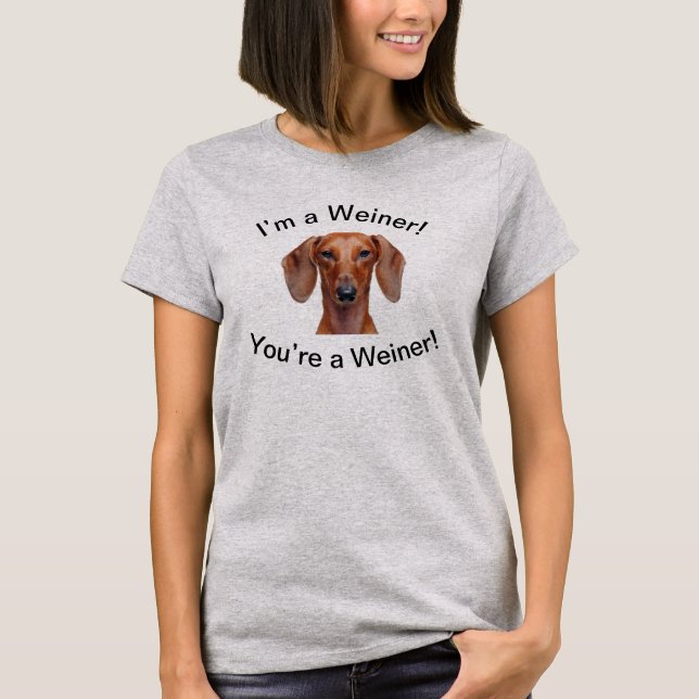 Niedlich Weiner Hunde Typografie Ich bin Weiner T-Shirt (Vorderseite)