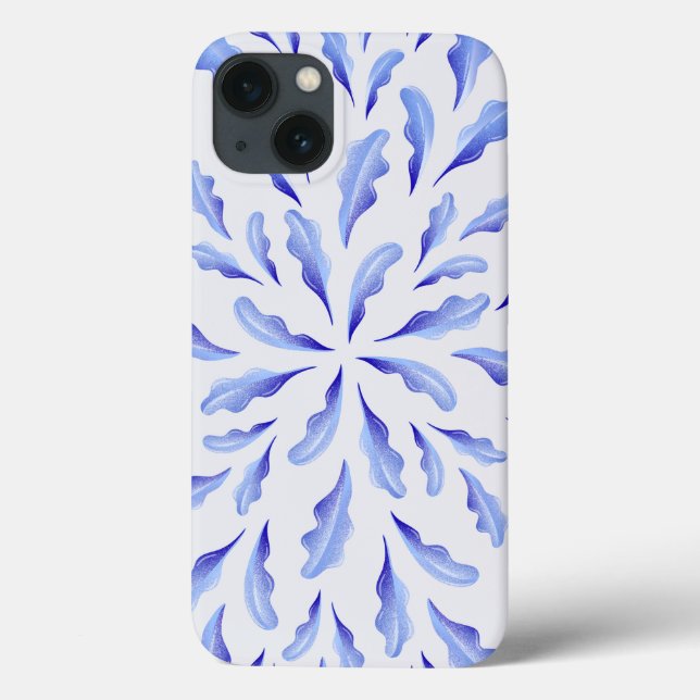 niedlich-weiß-blaue Blätter Blume Case-Mate iPhone Hülle (Rückseite)