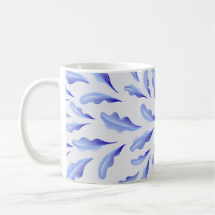 niedlich-weiß-blaue Blätter Blume Kaffeetasse