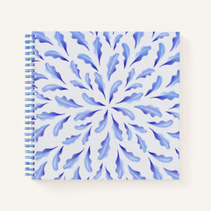 niedlich-weiß-blaue Blätter Blume Notizbuch