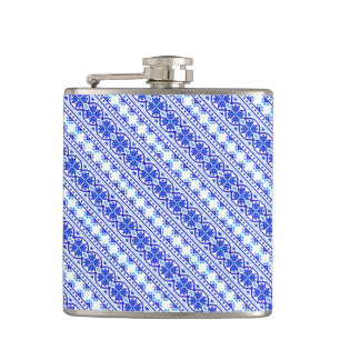 Niedlich-weiß-blaue ukrainische Streifen Flachmann