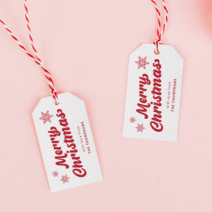 Niedlich Weiß und Rot frohe Weihnachten Geschenkanhänger