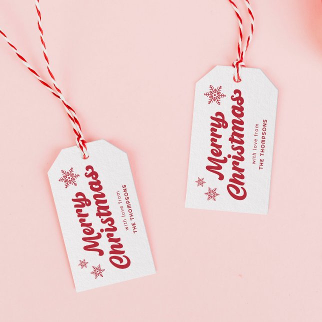 Niedlich Weiß und Rot frohe Weihnachten Geschenkanhänger (Von Creator hochgeladen)