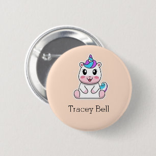 Niedlich-weiß-unicorrosa Button