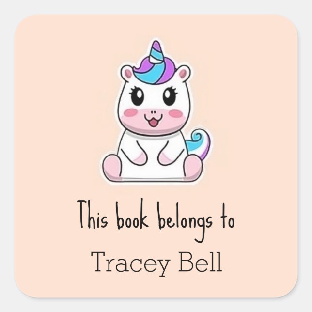 Niedlich-weiß-unicorrosa Quadratischer Aufkleber (Vorderseite)