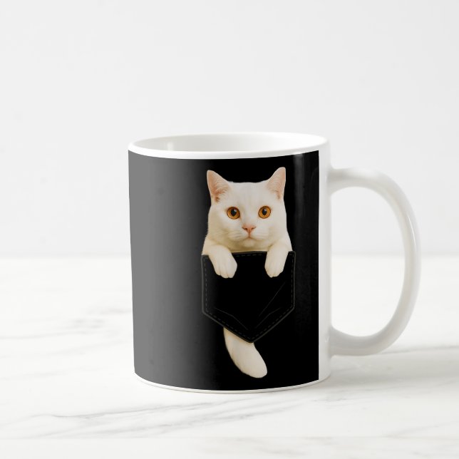 Niedlich Weiße Katze Cket Funny Cat Mama Katze Vat Kaffeetasse (Rechts)