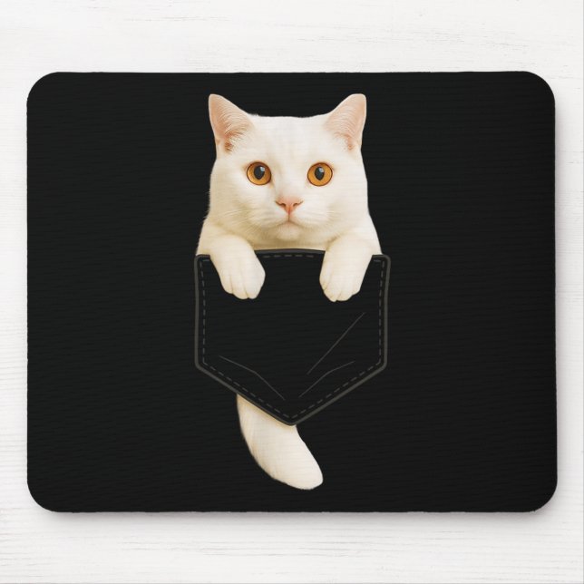 Niedlich Weiße Katze Cket Funny Cat Mama Katze Vat Mousepad (Vorne)