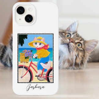 Niedlich Weiße Katze Maus Beste Freunde Fahrradnam Case-Mate iPhone 14 Hülle