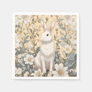 Niedlich-Weißer Hasenpasten Gelbe Blüte Serviette