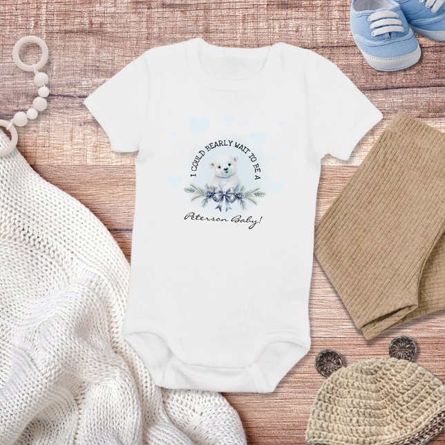 Niedlich Welcome New Baby Blue Heart Little Bear Baby Strampler (Cute Baby Boy Gift - Personalized Name Onsie)
