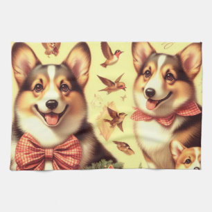 Niedlich Welsh Corgi Cardigan Illustration Geschirrtuch