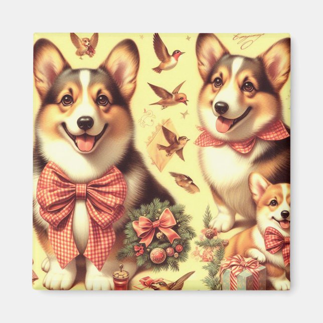 Niedlich Welsh Corgi Cardigan Illustration Magnet (Vorne)