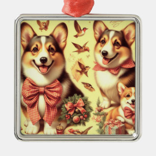 Niedlich Welsh Corgi Cardigan Illustration Ornament Aus Metall