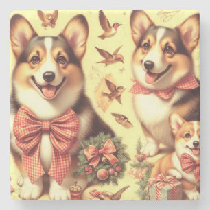 Niedlich Welsh Corgi Cardigan Illustration Steinuntersetzer