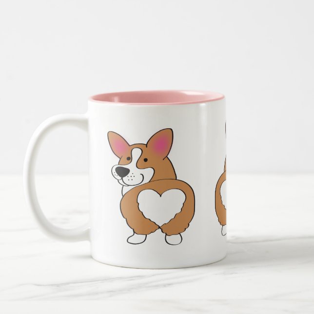 Niedlich Welsh Corgi Herz Hintern Zweifarbige Tasse (Links)