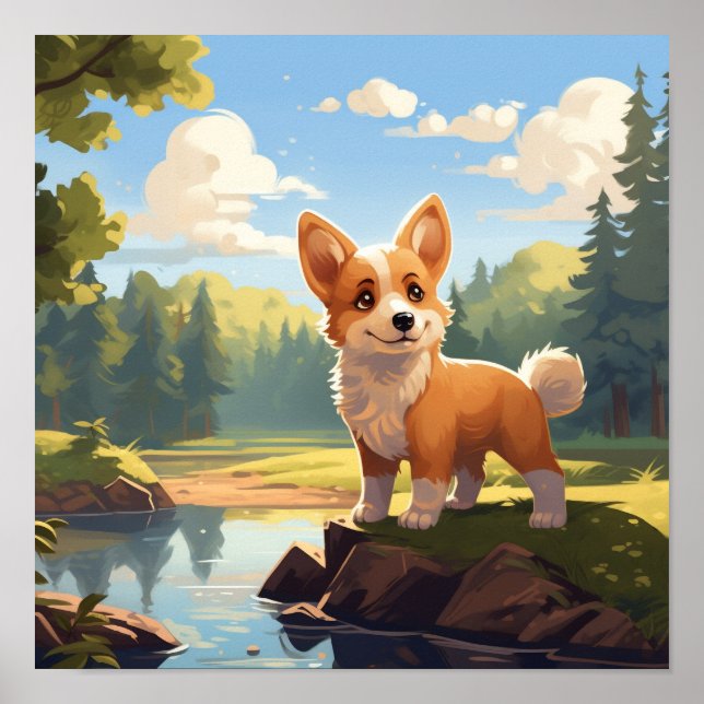 Niedlich Welsh Corgi Welppy Dog Poster (Vorne)