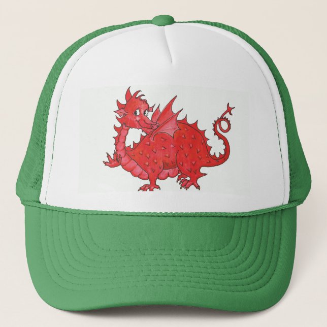 Niedlich Welsh Red Dragon Trucker Hat Truckerkappe (Vorderseite)