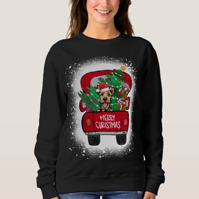 Niedlich Welsh Terrier Red Truck Merry Christmas B Sweatshirt (Vorderseite)
