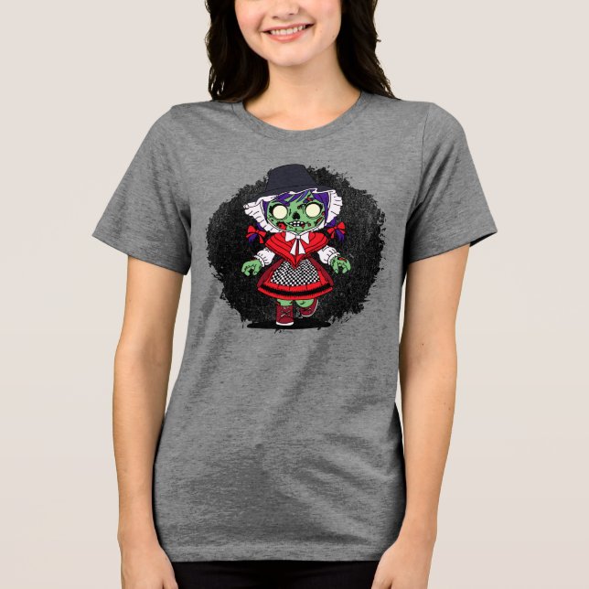 Niedlich Welsh Zombie Tri-Blend Shirt (Vorderseite)