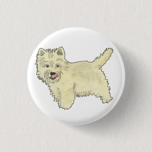 Niedlich West Highland Terrier Funny Dog Art Desig Button (Vorderseite)
