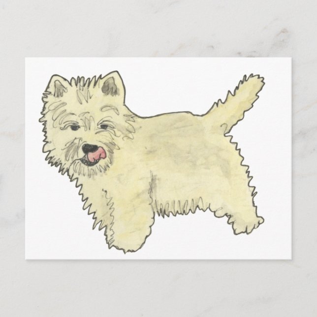 Niedlich West Highland Terrier Funny Dog Art Desig Postkarte (Vorderseite)