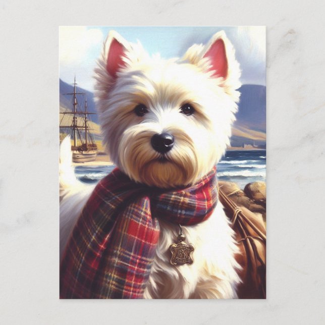 Niedlich West Highland White Terrier Malerei Postkarte (Vorderseite)