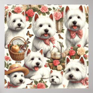 Niedlich West Highland White Terrier Nahtlos Poster
