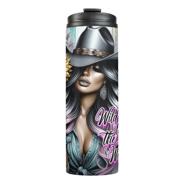 Niedlich Western Cowgirl Thermosbecher (Vorderseite)