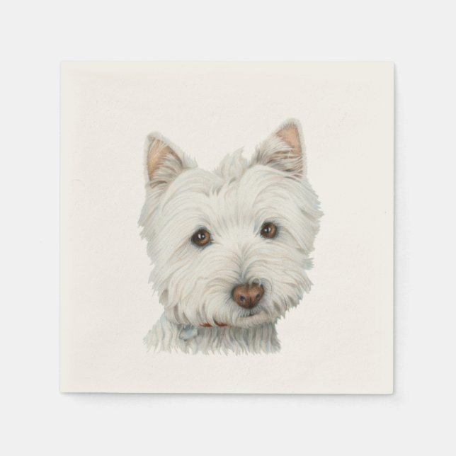 Niedlich Westie Dog Art Cocktail Napkin Serviette (Vorderseite)