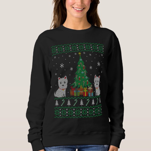Niedlich Westie Dog Ugly Christmas Sweater für Hun Sweatshirt (Vorderseite)