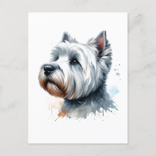 Niedlich Westie Hund Face Watercolor Art Postkarte