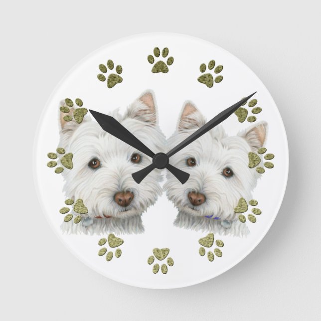 Niedlich Westie Hunde Uhr (Vorderseite)