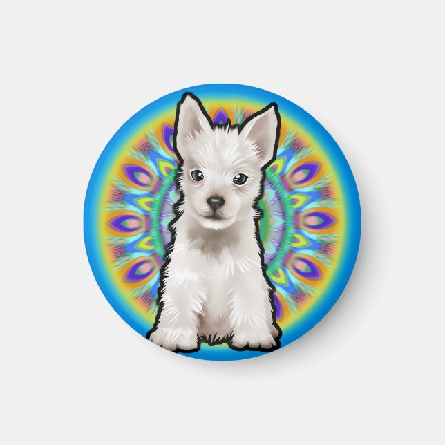Niedlich Westie pup psychedelic Kühlschrankmagnet  Magnet (Vorne)