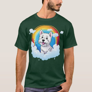 Niedlich Westie Rainbow Cloud West Highland Terrie T-Shirt