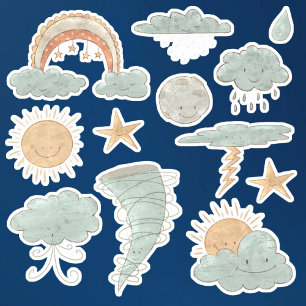 Niedlich Wetter Boho Sun Clouds Scrapbook Aufkleber