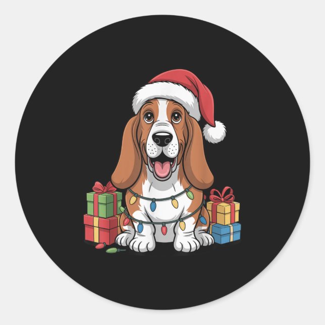 Niedlich Wettkampf Weihnachts-Weihnachtsfest Hund  Runder Aufkleber (Vorderseite)