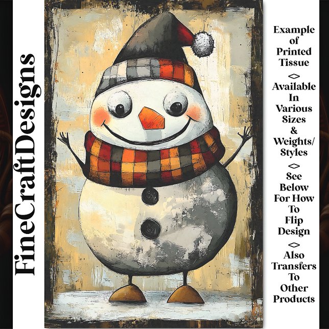 Niedlich Whacky Rustic Whimsical Snowman BA3 Decou Seidenpapier (Von Creator hochgeladen)