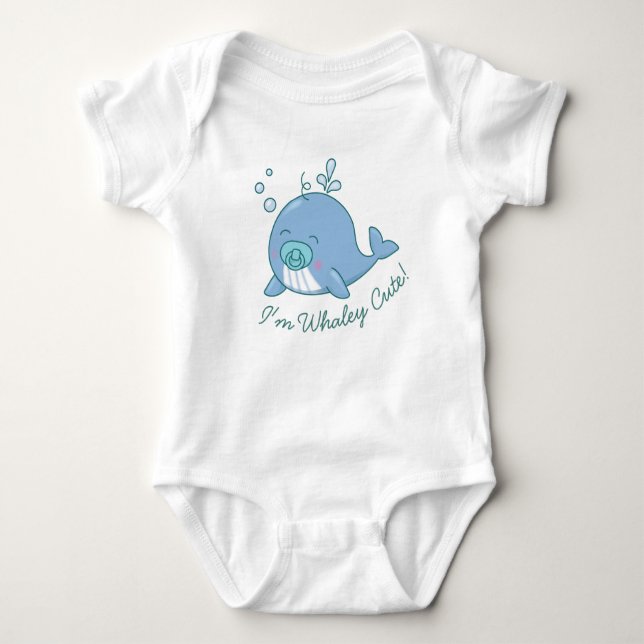 Niedlich Whale Baby Dusche Whaley Niedlich Boy Blu Strampler (Vorderseite)