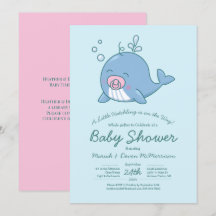 Niedlich Whale Baby Shower Kawaii Einladung Girl P