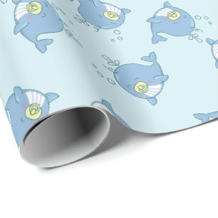 Niedlich Whale Baby Shower Kawaii Geschenkpapier