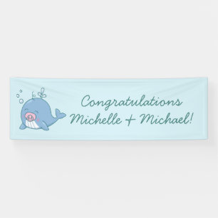 Niedlich Whale Baby Shower Kawaii Girl Pink Banner