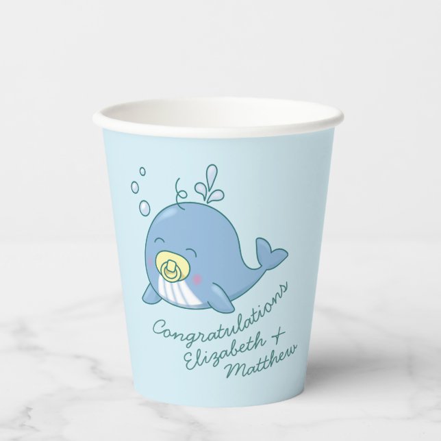 Niedlich Whale Baby Shower Kawaii Pappbecher (Vorderseite)