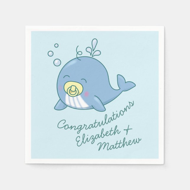 Niedlich Whale Baby Shower Kawaii Serviette (Vorderseite)