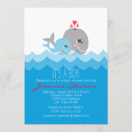 Niedlich Whale Boy Baby Dusche Einladung