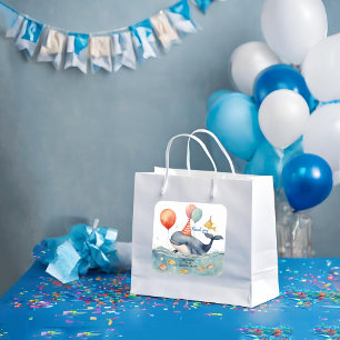 Niedlich Whale Boys zum Geburtstag Danke Quadratischer Aufkleber